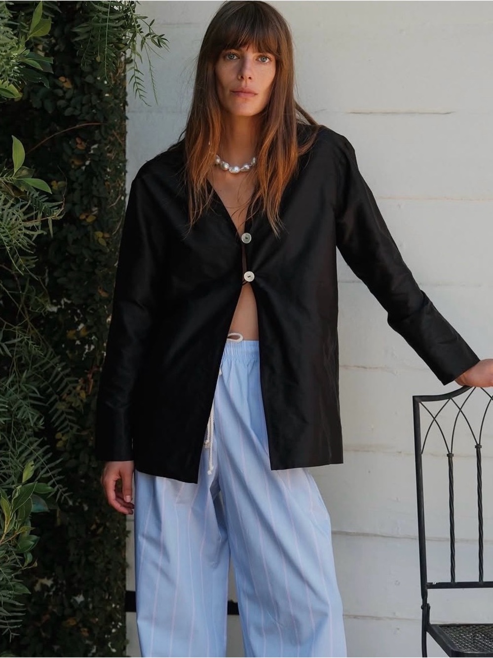 DONNI. taffeta split shirt